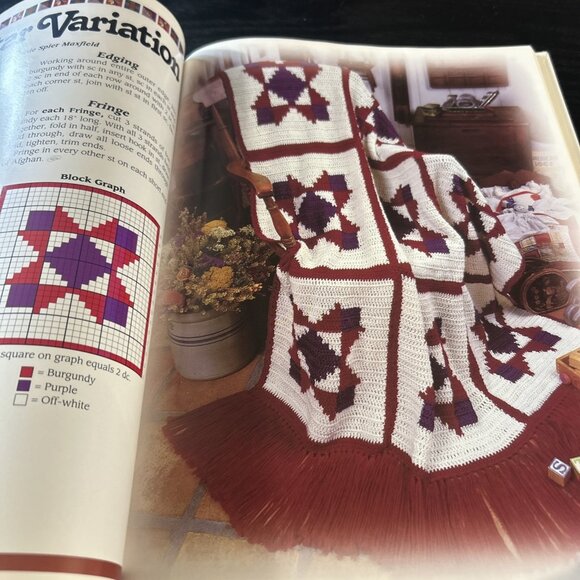 Vtg Afghan Sentiments Crochet Pattern Book Hardcover The Needlecraft Shop 1998 - Picture 4 of 9
